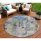 Homeroots 8' Blue Black And Copper Round Abstract Washable Indoor Outdoor Area Rug 630947 - alternate 1