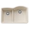 Blanco Diamond SILGRANIT 32in 40/60 Reverse Double Bowl Undermount Kitchen Sink with Low Divide - White 443066 - alternate 1