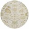 Homeroots 8' Ivory Green And Tan Round Floral Washable Indoor Outdoor Area Rug 605213 - alternate 4