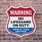 Signmission Warning No Lifeguard On Duty, 6 Inch X 6 Inch, Plastic Sign SHI-P-6-479 - alternate 2