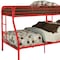 Homeroots 78" X 54" X 60" Twin Over Full Red Metal Tube Bunk Bed 286576 - alternate 2