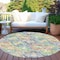 Homeroots 8' Beige Blue And Green Round Geometric Washable Indoor Outdoor Area Rug 609120 - alternate 4