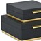 Homeroots Set of Two Black And Gold Square Nesting Decorative Storage Boxes With Lids, 2PK 712922 - alternate 4