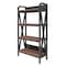 Homeroots 56" Black And Brown Metal and Wood Four Tier Etagere Bookcase 683393 - alternate 1
