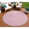 Homeroots 8' Pink And Ivory Round Geometric Washable Indoor Outdoor Area Rug 600848 - alternate 1