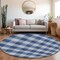 Homeroots 8' Navy Blue And Ivory Round Plaid Washable Indoor Outdoor Area Rug 595501 - alternate 4