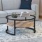Homeroots 34" Black Glass And Steel Round Coffee Table With Shelf 520925 - alternate 5