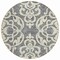 Homeroots 8' Gray And Ivory Round Damask Washable Indoor Outdoor Area Rug 614433 - alternate 2