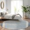 Homeroots 8' Navy Blue And Denim Blue Round Striped Washable Indoor Outdoor Area Rug 610488 - alternate 3