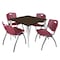 Regency Square Kahlo Breakroom Table W/ 4 M Stack Chairs, 36 in W, 36 in L, Neo Walnut TPL3636NWCM47BY - alternate 1