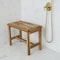 Homeroots Compact Rectangular Teak Shower Outdoor Bench With Shelf In Natural Finish 376748 - alternate 3
