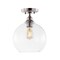 Jonathan Y Marla 9.75" 1-Light Bohemian Farmhouse Iron/Seeded Glass LED Semi Flush Mount, Nickel/Clear JYL7566A - alternate 1