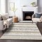Homeroots 9' X 12' Ivory Gray And Beige Striped Washable Indoor Outdoor Area Rug 598362 - alternate 5
