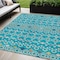 Homeroots 5' X 8' Teal Blue Ivory And Gold Geometric Washable Indoor Outdoor Area Rug 612221 - alternate 1