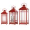 Homeroots Set of Three Red Geometric Glass And Metal Floor Lantern Candle Holders, 3PK 516434 - alternate 4