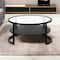 Homeroots 34" Black Glass And Steel Round Coffee Table With Shelf 520953 - alternate 5
