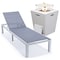 Leisuremod Marlin White Aluminum Patio Chaise Lounge Chair with Square Fire Pit Table, Dark Grey MLWCF21-77DGR - alternate 1