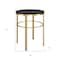 Homeroots 24" Brass And Black Wood And Steel Round End Table 544229 - alternate 4