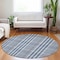 Homeroots 8' Navy Blue Ivory And Brown Round Plaid Washable Indoor Outdoor Area Rug 601490 - alternate 3