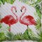 Homeroots 20" Off White Pink And Green Flamingo Throw Pillow Cover with Fringe 713113 - alternate 2