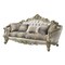 Homeroots 40" Antiqued White Velvet Curved Floral Sofa And Toss Pillows With Champagne Legs 348231 - alternate 3