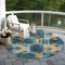 Homeroots 8' Teal Blue Gold And Silver Round Geometric Washable Indoor Outdoor Area Rug 618759 - alternate 3