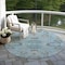 Homeroots 8' Sky Blue Gray And Charcoal Round Floral Washable Indoor Outdoor Area Rug 605487 - alternate 5