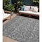 Homeroots 8' X 10' Gray Damask Washable Non Skid Indoor Outdoor Area Rug 563877 - alternate 1