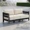 Alaterre Furniture Alaterre Barton Outdoor Loveseat with Cream Cushions for Patio or Poolside Black Finish 80-BARTON-2SOFA-B - alternate 3