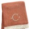 Homeroots 55" X 70" Terra Cotta White Herringbone Cotton Blend C Initial Throw Blanket w/ Tassels Embroidery 680599 - alternate 2