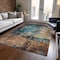 Homeroots 8' X 10' Teal Blue Black And Copper Abstract Washable Indoor Outdoor Area Rug 606077 - alternate 3