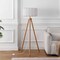Jonathan Y Adriel 52" Mid-Century Modern Tripod Wood w/Ribbed Cocoon Pumpkin Shade LED Floor Lamp, White/Light B JYL4201B - alternate 3