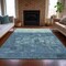 Homeroots 5' X 8' Teal Blue And Silver Abstract Washable Indoor Outdoor Area Rug 632096 - alternate 4