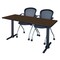 Regency Cain T-Base Training Seminar Table W/ 2 Cadence Stack Chairs, 60 in W, 24 in L, Neo Walnut MTRCT6024NW23BK - alternate 1