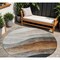 Homeroots 8' Khaki Black And Terra Cotta Round Abstract Washable Indoor Outdoor Area Rug 605827 - alternate 1