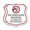 Signmission Concealed Carry Shield Sign No Concealed, 6 inch X 6 inch, Plastic Sign, 2PK SHI-P-2PACK-6-372 - alternate 1