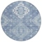 Homeroots 8' Navy Blue And Denim Blue Round Medallion Washable Indoor Outdoor Area Rug 589034 - alternate 2