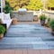 Homeroots 8' X 10' Denim Blue And Ivory Striped Washable Indoor Outdoor Area Rug 630984 - alternate 4