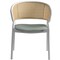 Leisuremod Ervilla Dining Arm Chair with Leather Seat and White Steel Base in Black ECW-20GR-L - alternate 4