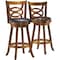 Monarch Specialties Bar Stool, Set Of 2, Swivel, Bar Height, Wood, Pu Leather Look, Brown, Black, Transitional I 1251 - alternate 1