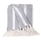 Homeroots 50" X 60" Gray and White Woven Cotton Striped Throw Blanket with Tassels 548928 - alternate 1