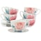 Martha Stewart 12 Piece Ceramic Flora 18 Ounce Cup and Saucer Set in White 128870.02 - alternate 1