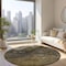 Homeroots 8' Brown Taupe And Chocolate Round Abstract Washable Indoor Outdoor Area Rug 577825 - alternate 2