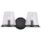 Nuvo Valentine, 2 Light Vanity, Black Finish, Hammered Glass 60/8252 - alternate 4