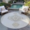 Homeroots 8' Ivory Gray And Brown Round Oriental Washable Indoor Outdoor Area Rug 598420 - alternate 3