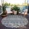 Homeroots 8' Gray Ivory And Gold Round Geometric Washable Indoor Outdoor Area Rug 612180 - alternate 4