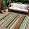 Homeroots 10' X 14' Sage Black And Red Striped Washable Indoor Outdoor Area Rug 598931 - alternate 1