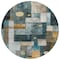 Homeroots 8' Teal Blue Gray And Gold Round Geometric Washable Indoor Outdoor Area Rug 604484 - alternate 2