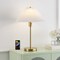 Jonathan Y Freida 21.25" Modern Glam Metal Column LED Table Lamp w/USB Charging Port and Pleated Shade, Brass Go JYL1149A - alternate 3