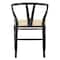 Homeroots Set of Two Natural and Black Upholstery Wishbone Back Dining Arm Chairs 653944 - alternate 3